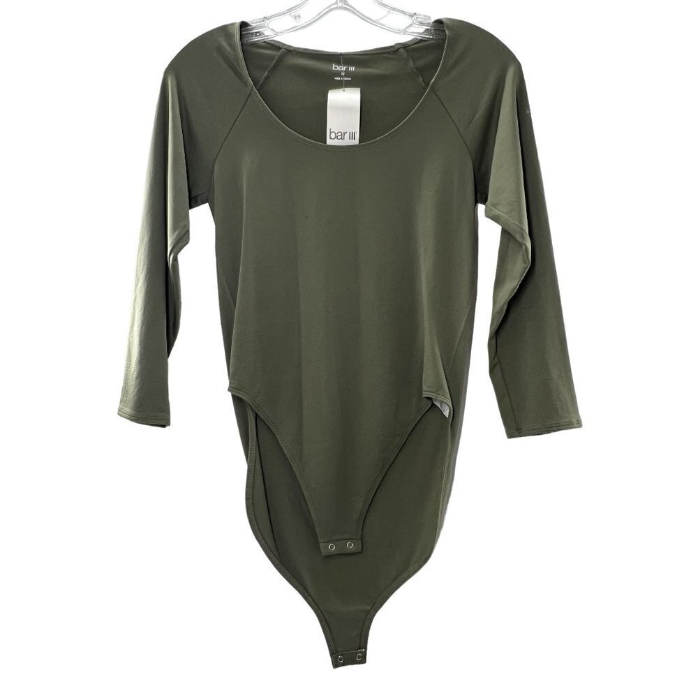 2. NWT BAR III Olive 3/4 Sleeve Bodysuit with Scoop Neck M